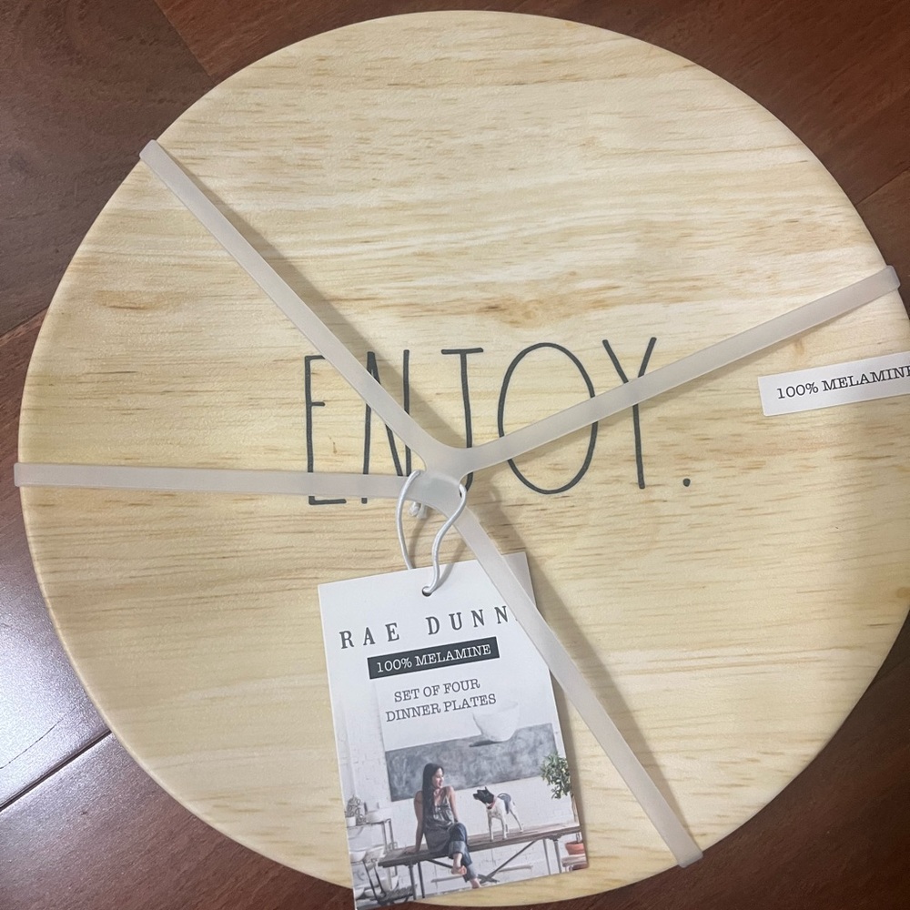 Rae dunn dinner melamine plates enjoy set of 4